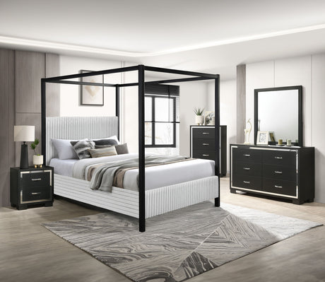 Cora Light Gray Queen Canopy Bed by Crown Mark at Eve Furniture