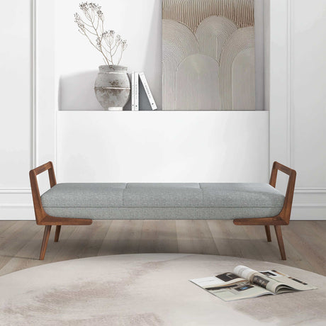 Cora Mid Century Modern Grey Fabric Bench by Ashcroft Furniture at Eve Furniture