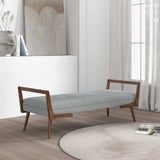 Cora Mid Century Modern Grey Fabric Bench by Ashcroft Furniture at Eve Furniture