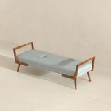 Cora Mid Century Modern Grey Fabric Bench by Ashcroft Furniture at Eve Furniture