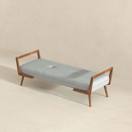 Cora Mid Century Modern Grey Fabric Bench by Ashcroft Furniture at Eve Furniture
