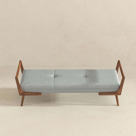 Cora Mid Century Modern Grey Fabric Bench by Ashcroft Furniture at Eve Furniture
