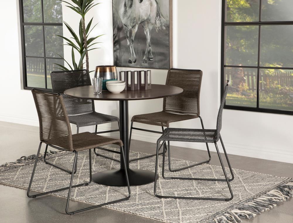 Cora Walnut/Black Round Dining Table