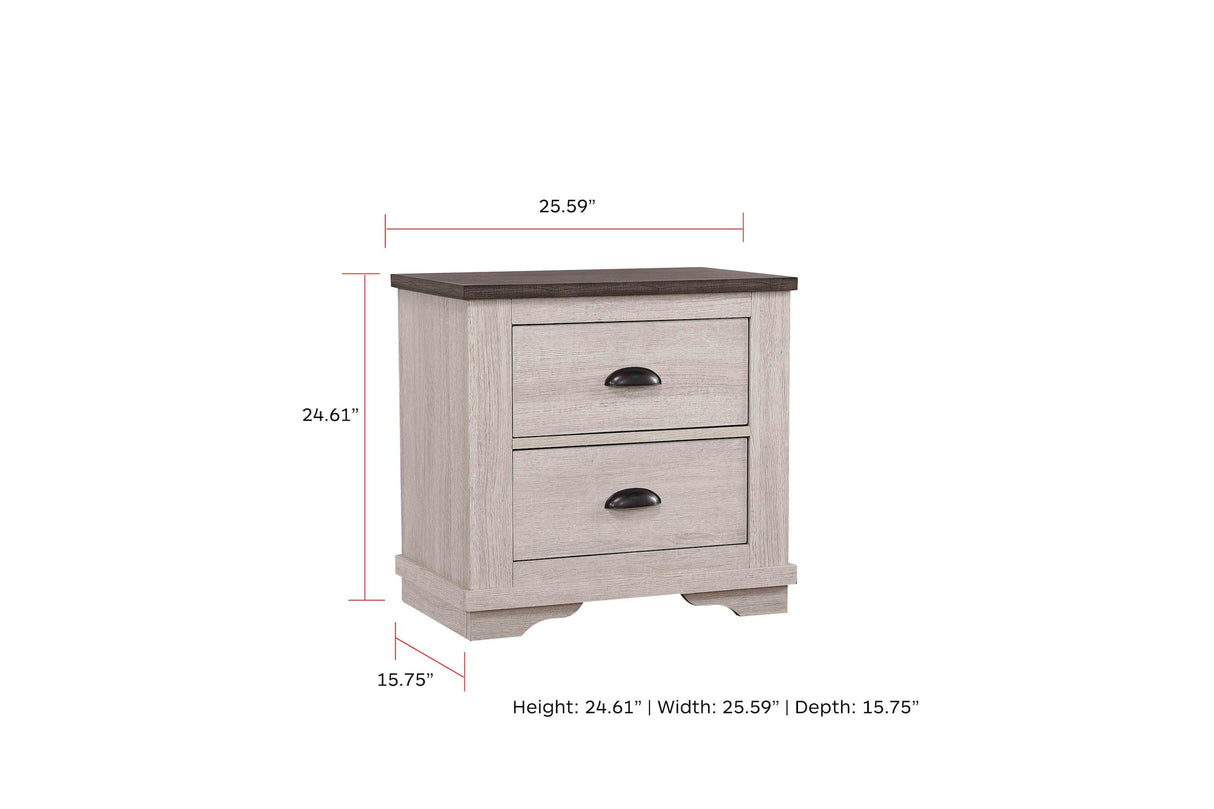 Coralee Chalk and Gray Nightstand by Crown Mark at Eve Furniture