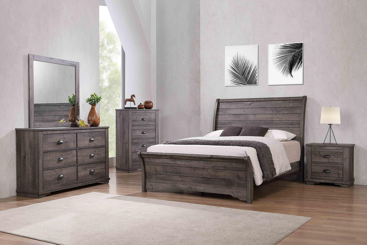 Coralee Gray King Sleigh Bed by Crown Mark at Eve Furniture