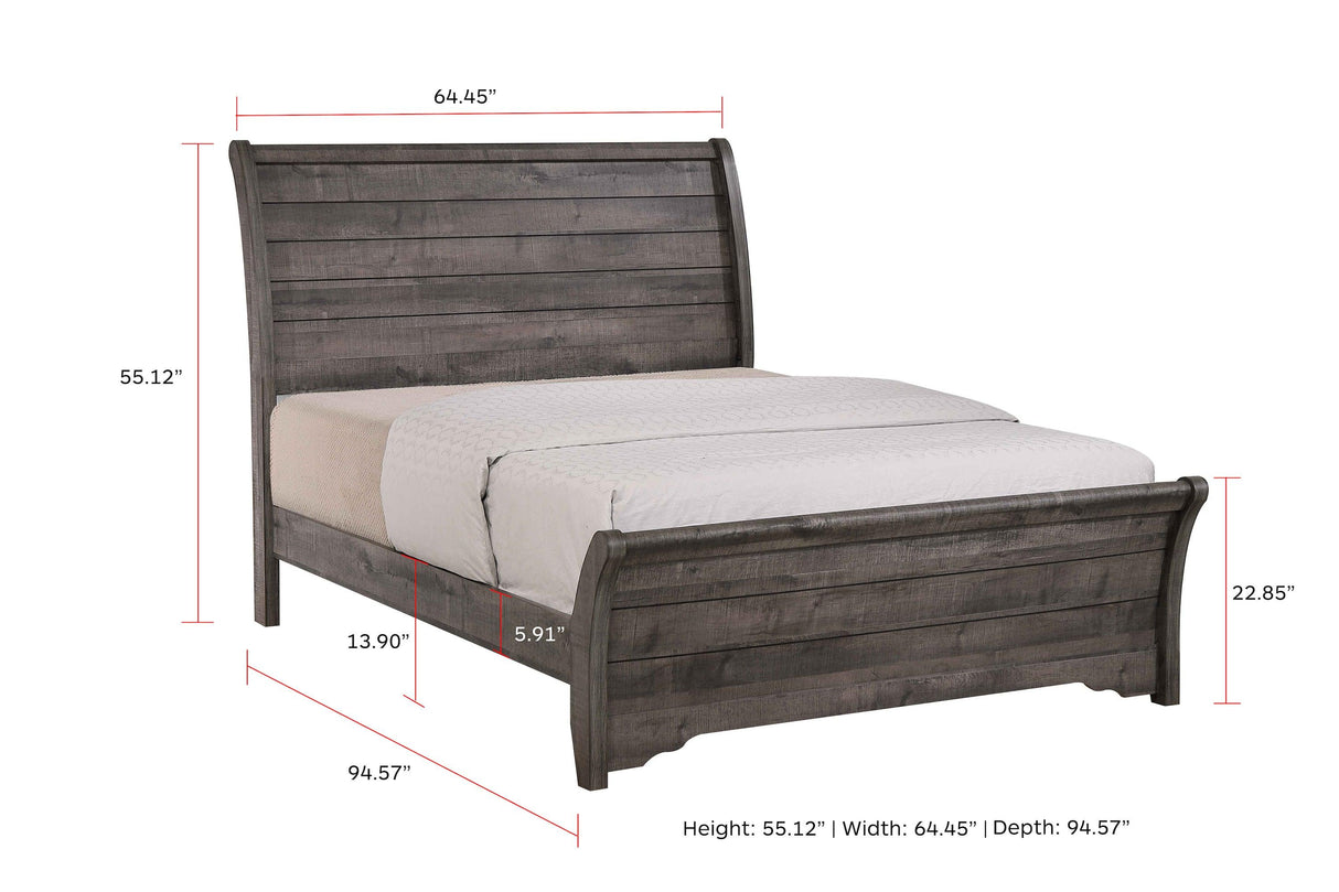 Coralee Gray King Sleigh Bed by Crown Mark at Eve Furniture