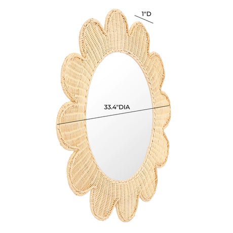 Coralie Rattan Round Mirror by TOV Furniture at Eve Furniture