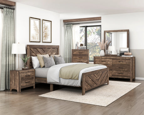 Corbin Brown Crossbuck Queen Panel Bed by Homelegance at Eve Furniture
