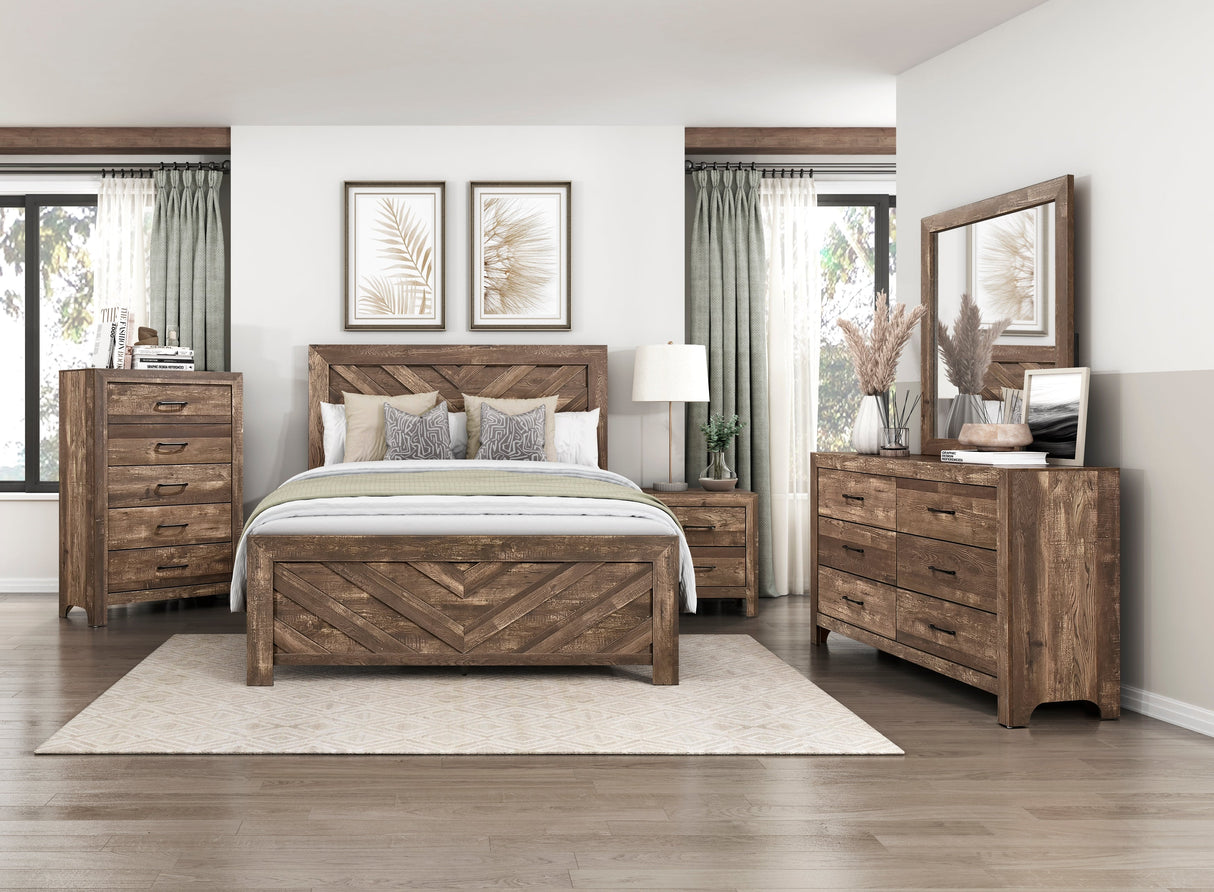 Corbin Brown Crossbuck Queen Panel Bed by Homelegance at Eve Furniture