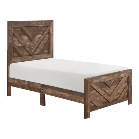 Corbin Brown Crossbuck Twin Panel Bed by Homelegance at Eve Furniture