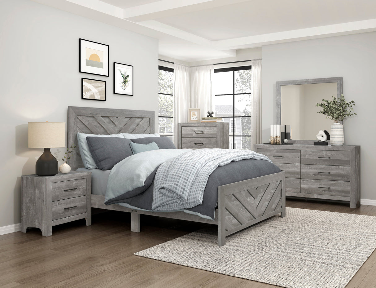 Corbin Gray Crossbuck California King Bed by Homelegance at Eve Furniture