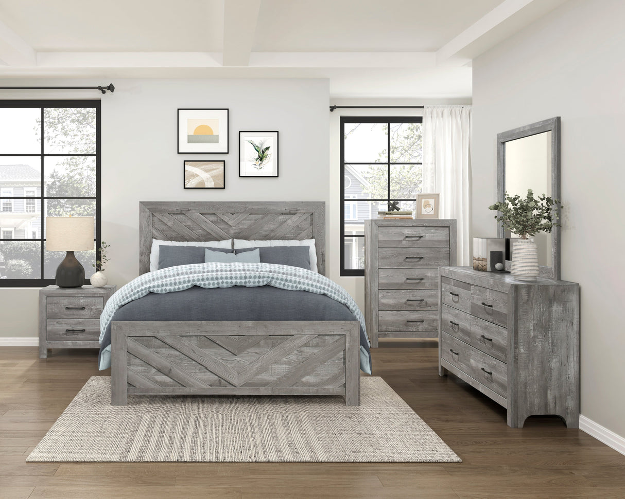 Corbin Gray Crossbuck California King Bed by Homelegance at Eve Furniture