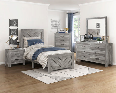 Corbin Gray Crossbuck Twin Panel Bed by Homelegance at Eve Furniture
