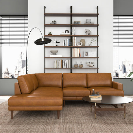 Corbin Left-Facing Tan Leather Sectional Sofa by Ashcroft Furniture at Eve Furniture