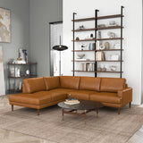 Corbin Left-Facing Tan Leather Sectional Sofa by Ashcroft Furniture at Eve Furniture