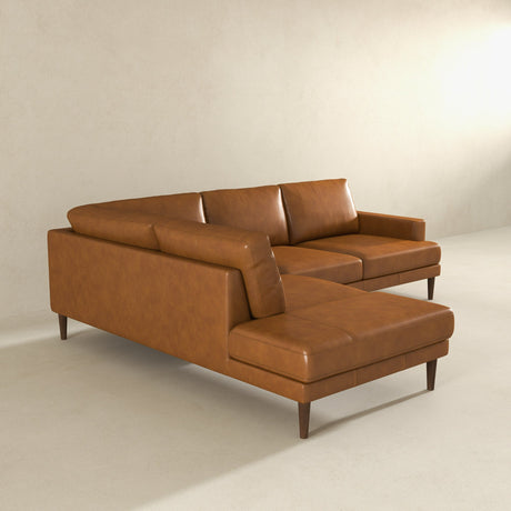 Corbin Left-Facing Tan Leather Sectional Sofa by Ashcroft Furniture at Eve Furniture