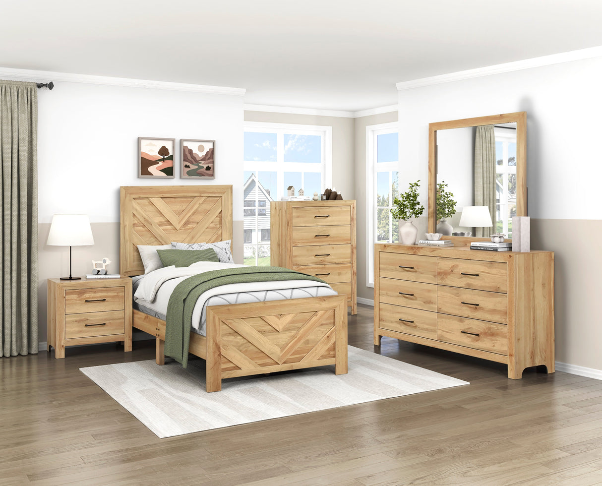 Corbin Natural Crossbuck Twin Bed by Homelegance at Eve Furniture