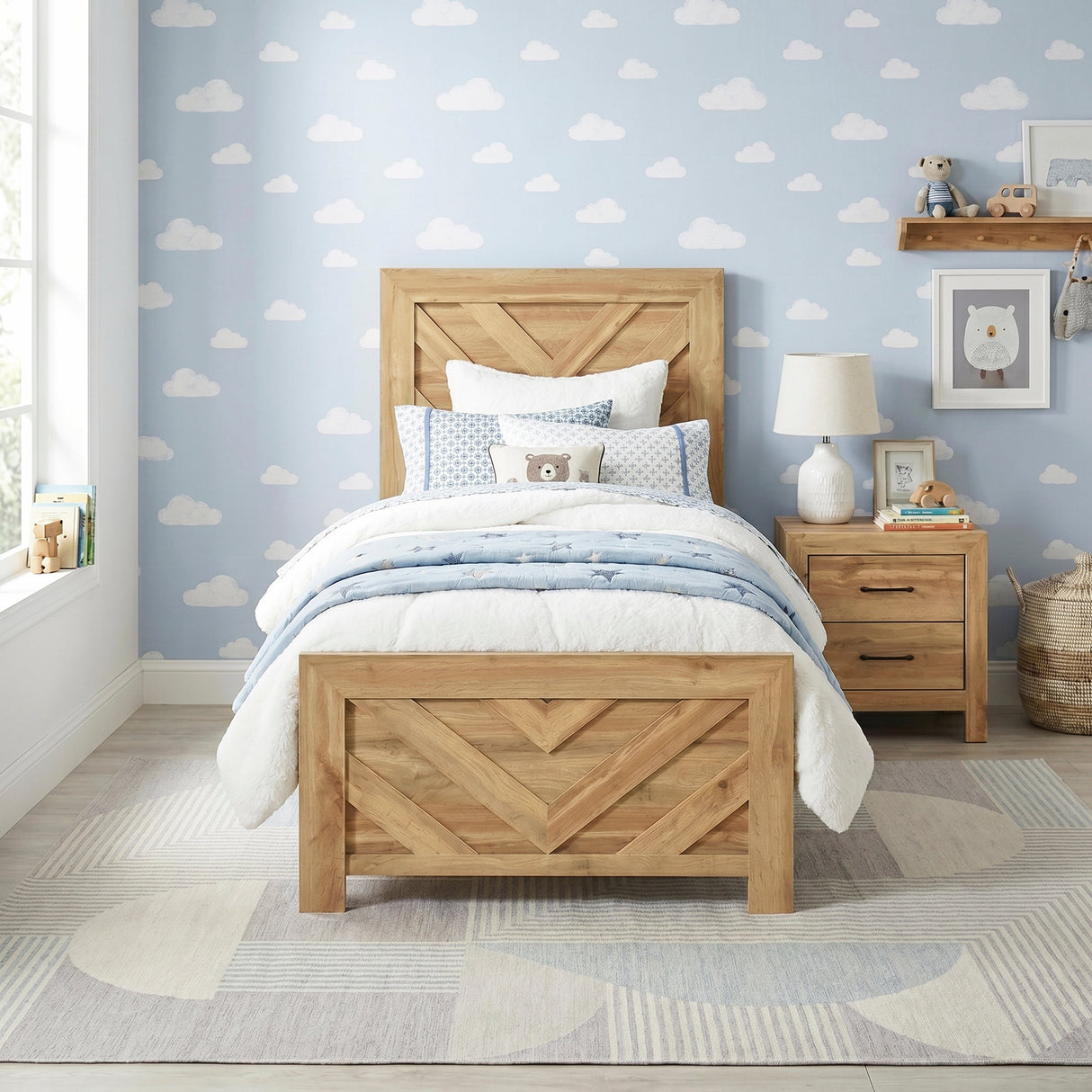 Corbin Natural Crossbuck Twin Bed by Homelegance at Eve Furniture