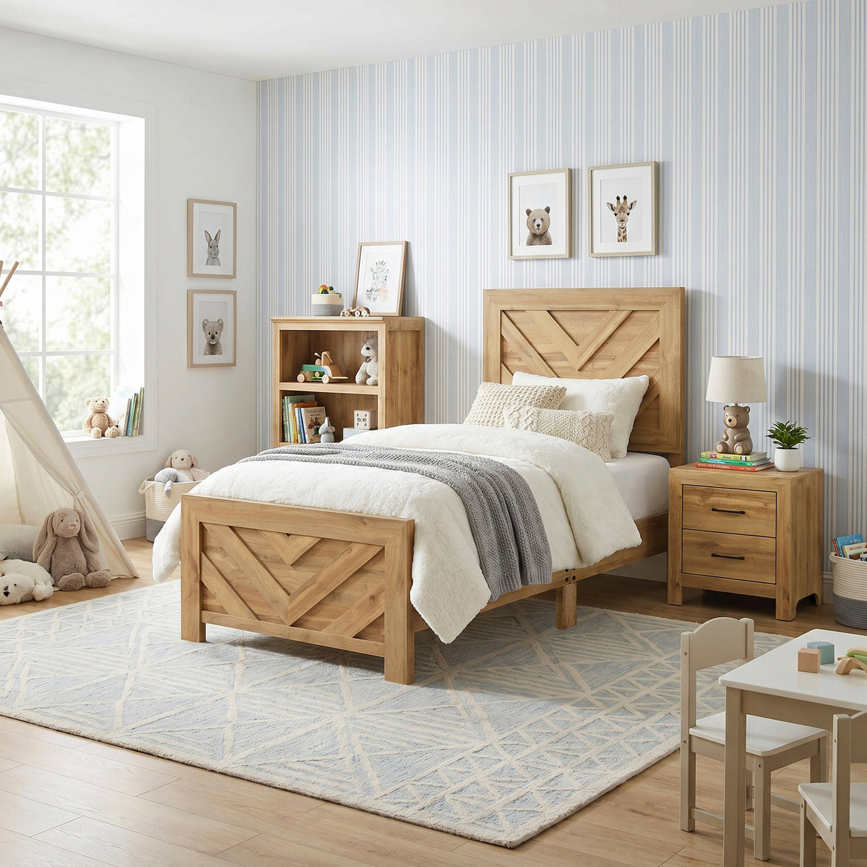 Corbin Natural Crossbuck Twin Bed by Homelegance at Eve Furniture