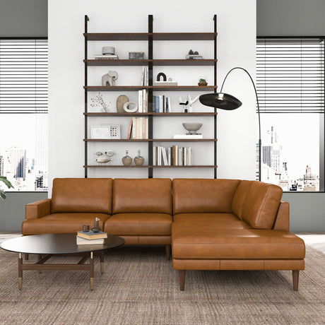 Corbin Right-Facing Tan Leather Sectional Sofa by Ashcroft Furniture at Eve Furniture