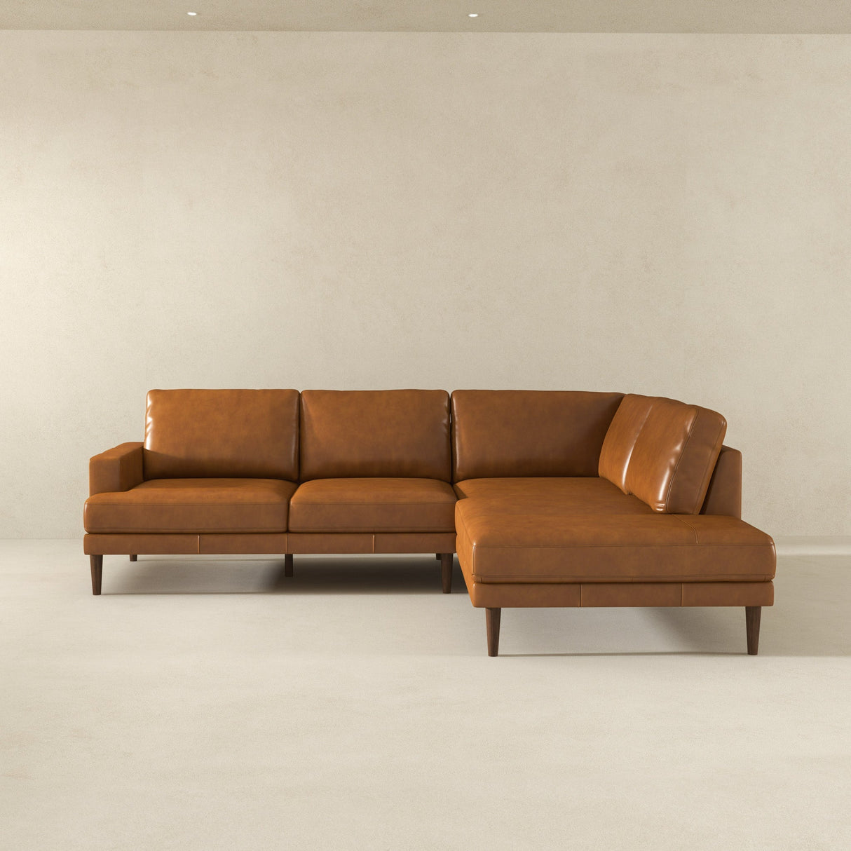 Corbin Right-Facing Tan Leather Sectional Sofa by Ashcroft Furniture at Eve Furniture