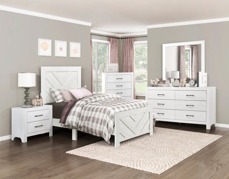 Corbin White Crossbuck Twin Panel Bed by Homelegance at Eve Furniture