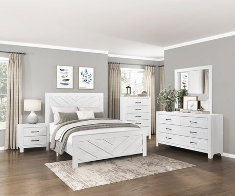 Corbin White Crossbuck Eastern King Panel Bed by Homelegance at Eve Furniture