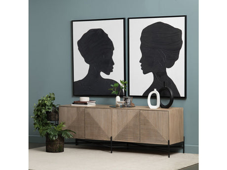Cordell Brown/Black Four-Door Cabinet by Crestview at Eve Furniture