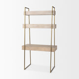 Cordell Light Brown Wood W/Gold Metal Office Desk by Mercana at Eve Furniture