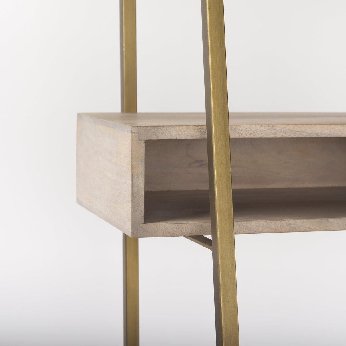 Cordell Light Brown Wood W/Gold Metal Office Desk by Mercana at Eve Furniture