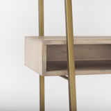Cordell Light Brown Wood W/Gold Metal Office Desk by Mercana at Eve Furniture