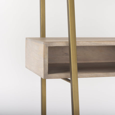 Cordell Light Brown Wood W/Gold Metal Office Desk by Mercana at Eve Furniture