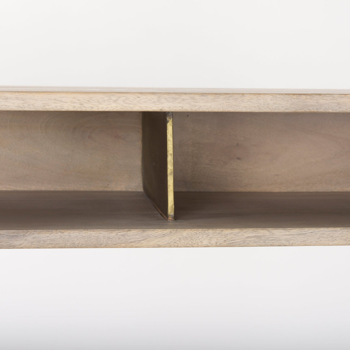 Cordell Light Brown Wood W/Gold Metal Office Desk by Mercana at Eve Furniture