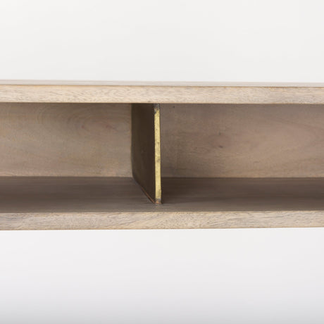 Cordell Light Brown Wood W/Gold Metal Office Desk by Mercana at Eve Furniture