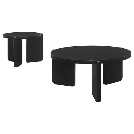 Cordova Black 2-Piece Solid Wood Coffee and End Table Set by Coaster at Eve Furniture