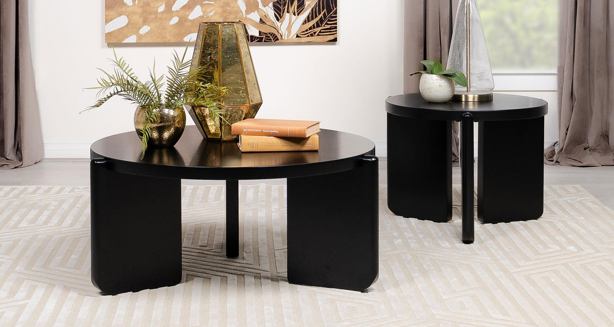 Cordova Black 2-Piece Solid Wood Coffee and End Table Set by Coaster at Eve Furniture