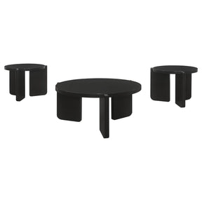 Cordova Black 3-Piece Solid Wood Coffee and End Table Set by Coaster at Eve Furniture