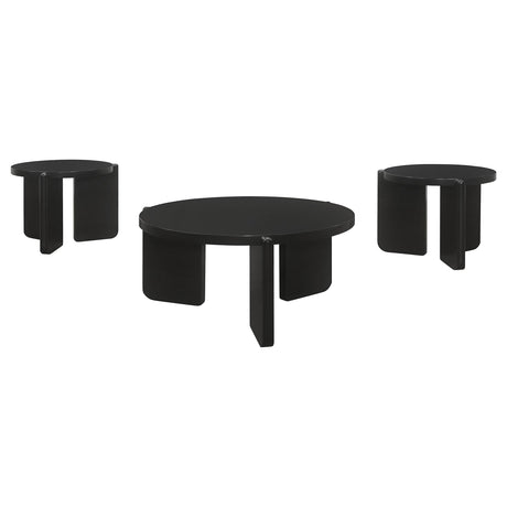 Cordova Black 3-Piece Solid Wood Coffee and End Table Set by Coaster at Eve Furniture