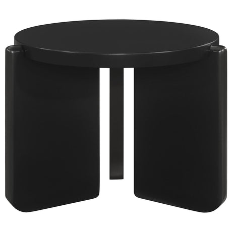 Cordova Black Round Solid Wood End Table by Coaster at Eve Furniture