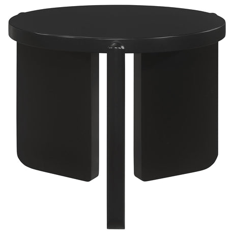 Cordova Black Round Solid Wood End Table by Coaster at Eve Furniture