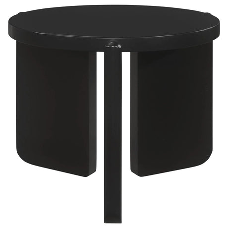 Cordova Black Round Solid Wood End Table by Coaster at Eve Furniture