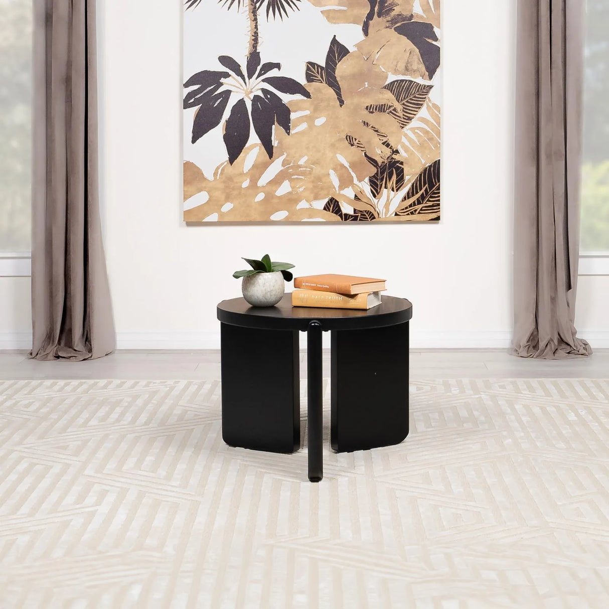 Cordova Black Round Solid Wood End Table by Coaster at Eve Furniture