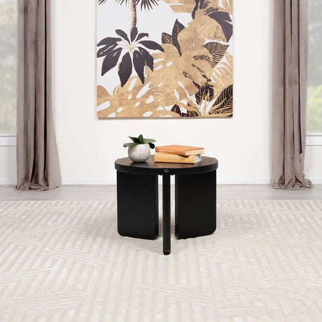 Cordova Black Round Solid Wood End Table by Coaster at Eve Furniture