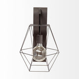 Cordova Gray Metal Hanging Bulb Caged Wall Sconce by Mercana at Eve Furniture