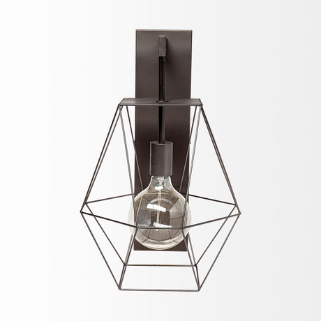 Cordova Gray Metal Hanging Bulb Caged Wall Sconce by Mercana at Eve Furniture