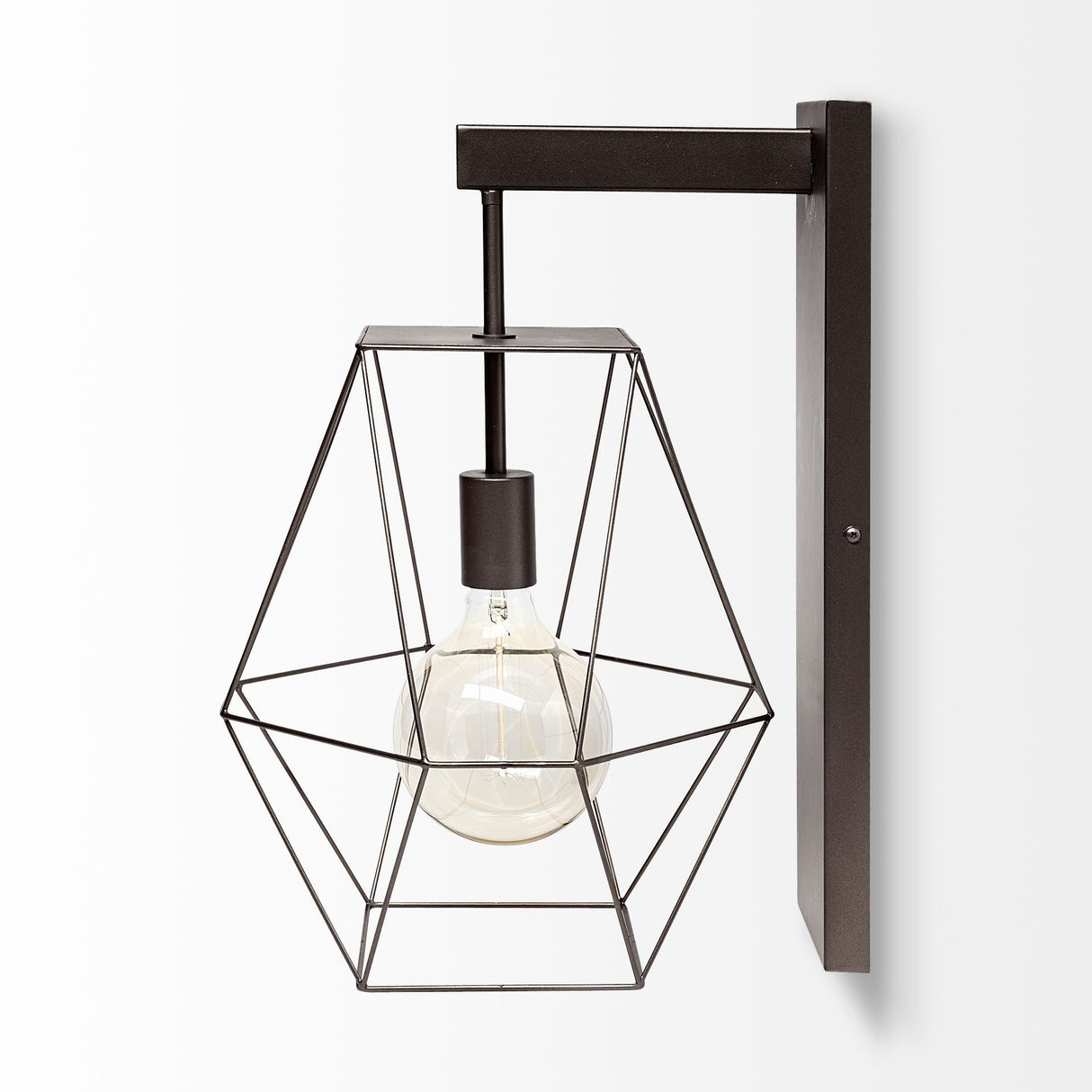 Cordova Gray Metal Hanging Bulb Caged Wall Sconce by Mercana at Eve Furniture