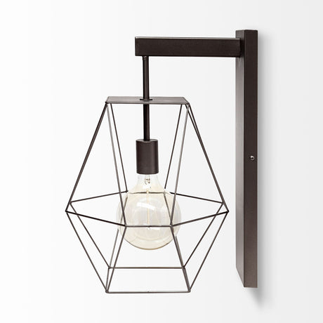 Cordova Gray Metal Hanging Bulb Caged Wall Sconce by Mercana at Eve Furniture