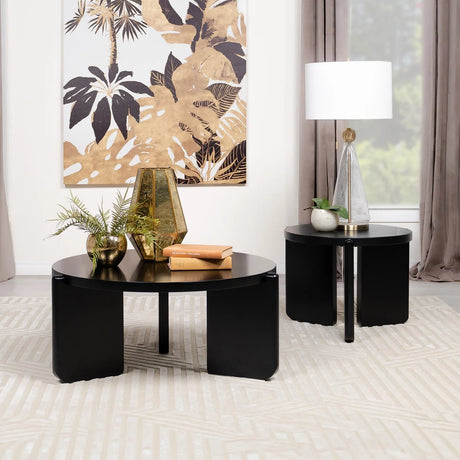 Cordova Round Solid Wood Coffee Table Black by Coaster at Eve Furniture