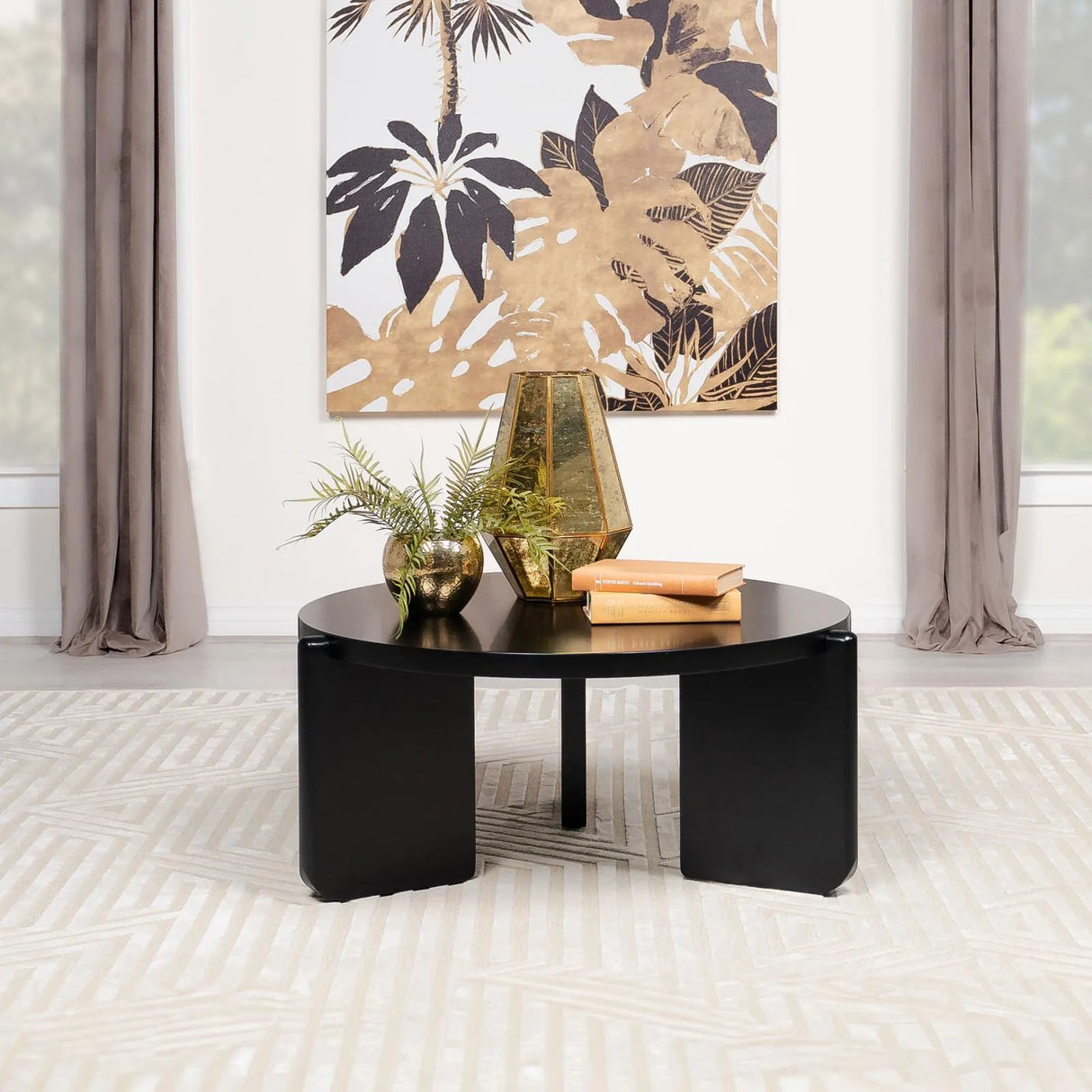 Cordova Round Solid Wood Coffee Table Black by Coaster at Eve Furniture