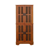 Coreosis Golden Brown 4-Shelf Corner Curio Cabinet